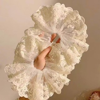 BUỘC TÓC LƯỚI ĐÍNH NGỌC 2 LỚP TRẮNG KEM