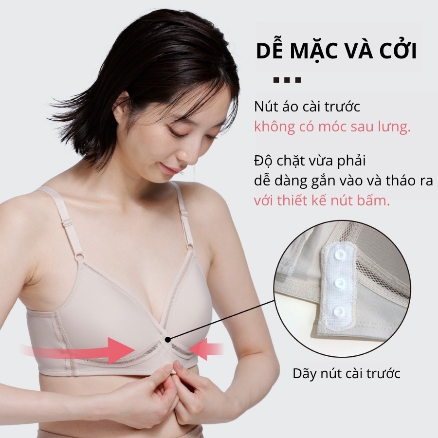 Áo lót Wacoal Lecien I25SFB723 Magic X Coolness (có size lớn) cài trước không gọng mút mỏng