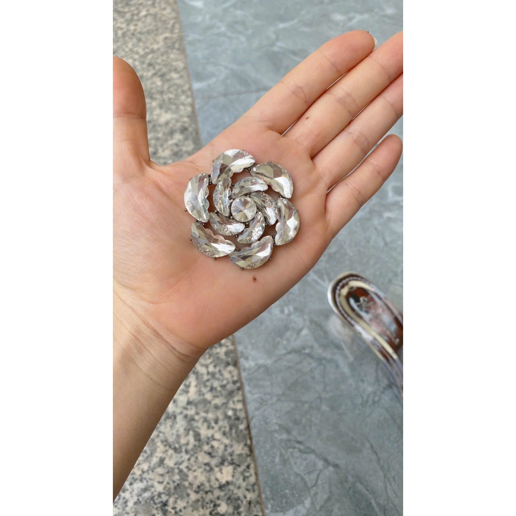 Giày trong suốt đính đá hoa hồng, cao gót 5p 7p quai sau trẻ trung sang chảnh - Freeship toàn quốc