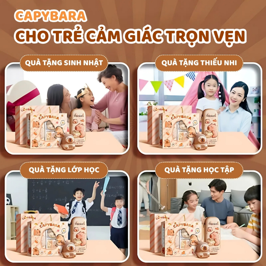 Set Quà Tặng Dụng Cụ Học Tập Capybara, Kuromi, Melody - Bộ Văn Phòng Phẩm Dễ Thương Cho Học Sinh Tiểu Học