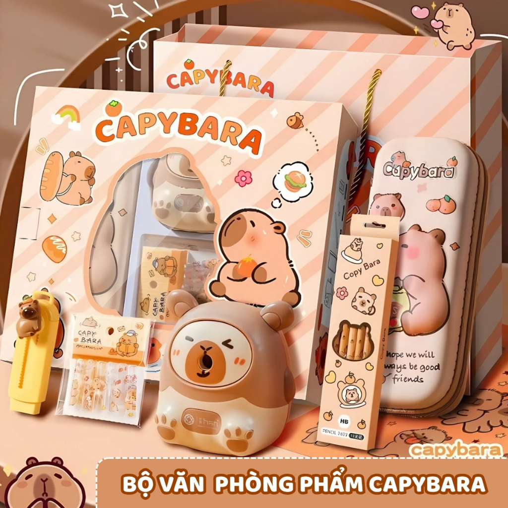 Set Quà Tặng Dụng Cụ Học Tập Capybara, Kuromi, Melody - Bộ Văn Phòng Phẩm Dễ Thương Cho Học Sinh Tiểu Học