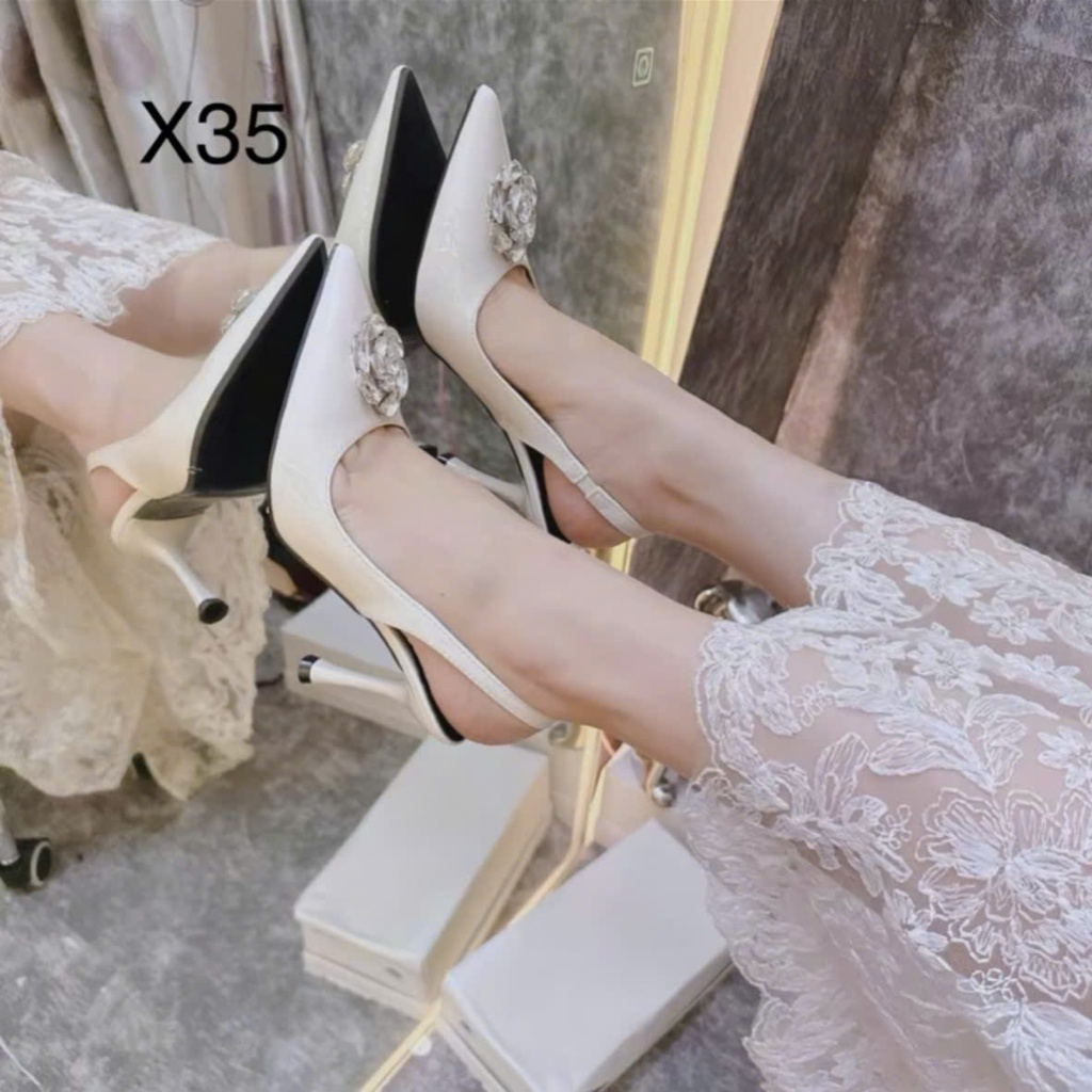 Giầy cao gót hoa hồng sang chảnh, cao gót 7p dự tiệc bao xinh- Freeship toàn quốc
