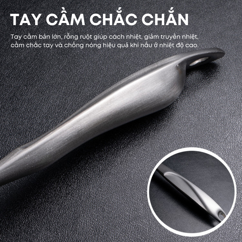 Bộ Muôi Vá Múc Canh Và Xẻng Inox 304 Cao Cấp 36cm – Tay Cầm Êm, Chống Nóng, Không Làm Xước Chảo | 288