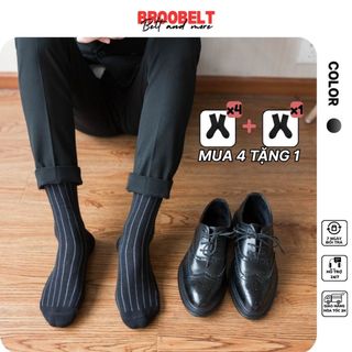 Tất vớ nam cổ cao công sở họa tiết sọc dọc phong cách Âu Mỹ Broobelt chất cotton spirit cao cấp