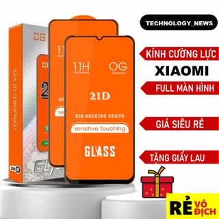 Kính cường lực Xiaomi Redmi Full Màn Hình 9D Note 10/Note 9/Note 8/Note 7/Pro/Mi 11 lite/10T/9T/9C/9A/9s/8A/9 SE cao cấp