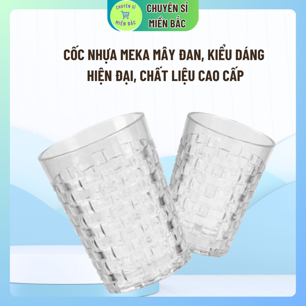 Cốc nhựa meka mây đan , cốc sinh tố, trà chanh uống nước-nhựa Việt Nhật