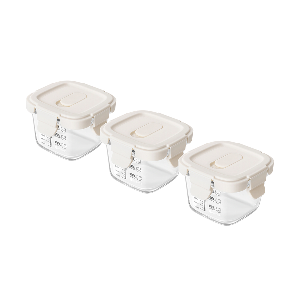 Bộ ba hộp thủy tinh bảo quản thực phẩm cho bé Elmich BabyCare