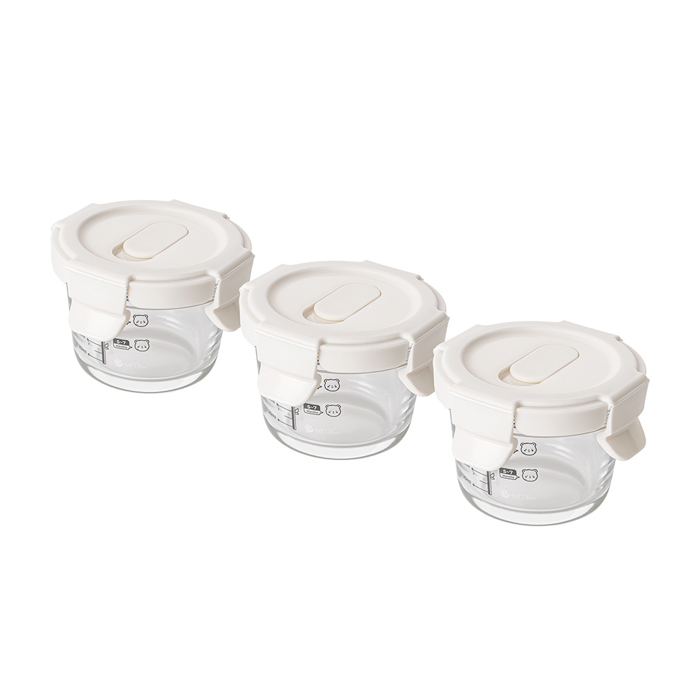 Bộ ba hộp thủy tinh bảo quản thực phẩm cho bé Elmich BabyCare