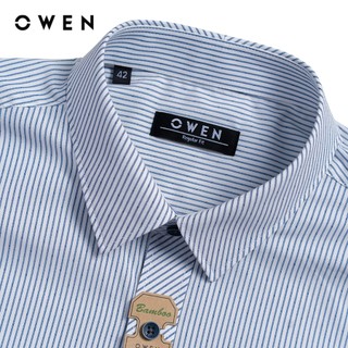 Owen - Áo sơ mi dài tay Regular Fit AR250100DT màu Xanh chất liệu Bamboo poly