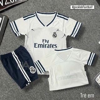 (Trẻ Em) Áo Thể Thao Trẻ Em Real Madrid Màu Trắng 2025 - Thiết Kế Số 7 Ronaldo | Tuỳ Chọn In Tên Cá Nhân