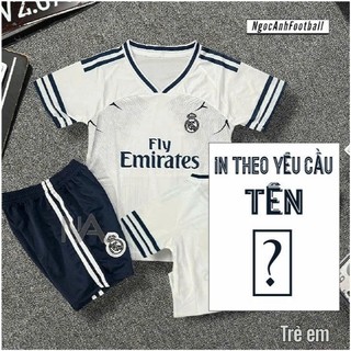 (Trẻ Em) Áo Thể Thao Trẻ Em Real Madrid Màu Trắng 2025 - Thiết Kế Số 7 Ronaldo | Tuỳ Chọn In Tên Cá Nhân