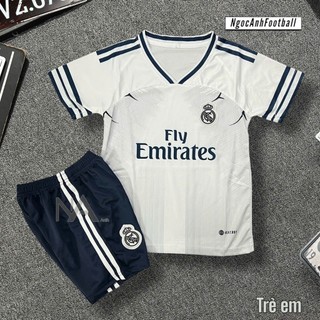 (Trẻ Em) Áo Thể Thao Trẻ Em Real Madrid Màu Trắng 2025 - Thiết Kế Số 7 Ronaldo | Tuỳ Chọn In Tên Cá Nhân