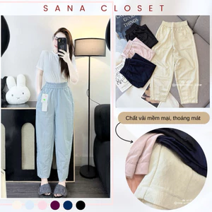 Quần Baggy Nữ Cạp Chun Cao Tôn Dáng Mát Mịn Đẹp 033SANA CLOSET