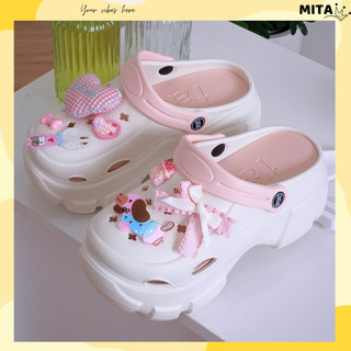 Dép cross nữ đế cao 7cm kèm 7 Sticker Cún Tim Bông Mita kiểu sandal CSM-16