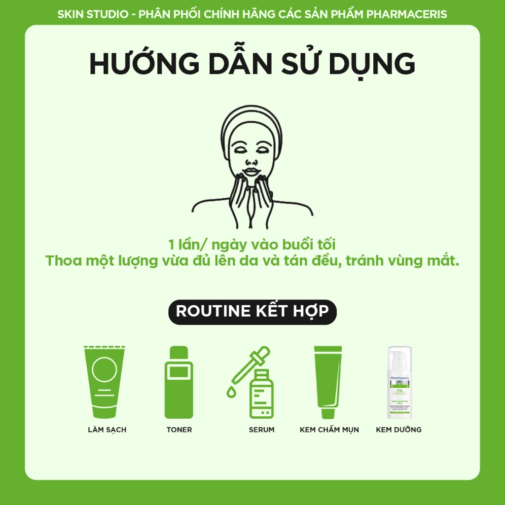 [MALL] Kem dưỡng cho da dầu mụn kiểm soát nhờn PHARMACERIS 5% Mandelic Sebo Almond Peel 50ML
