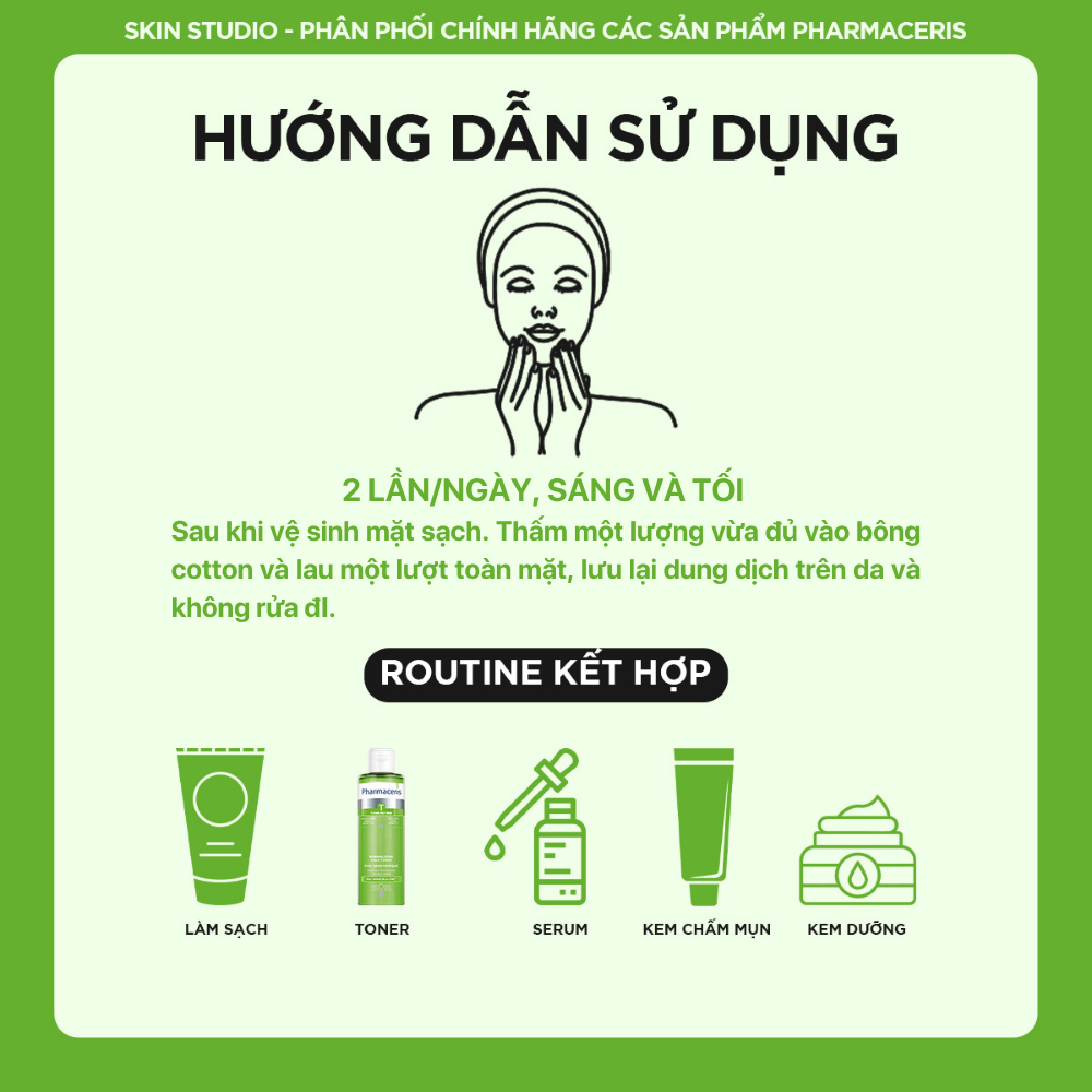 Nước cân bằng Toner giảm nhờn dành cho da dầu mụn PHARMACERIS PURI-SEBOTONIQUE 200ml - Skin Studio