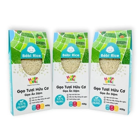 Gạo trắng hữu cơ Organic ST25 Hoa Sữa Foods - Gạo trắng hữu cơ Japonica Anpaso 1kg / Bébi Rice / Hoa Nắng