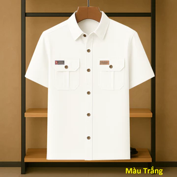Sơ Mi Nam - Sơ Mi Ngắn Tay - Sơ Mi Trung Niên - Sơ Mi Có túi - Quà tặng bố- Đồ Nam Mùa Hè [SM2TUI2]