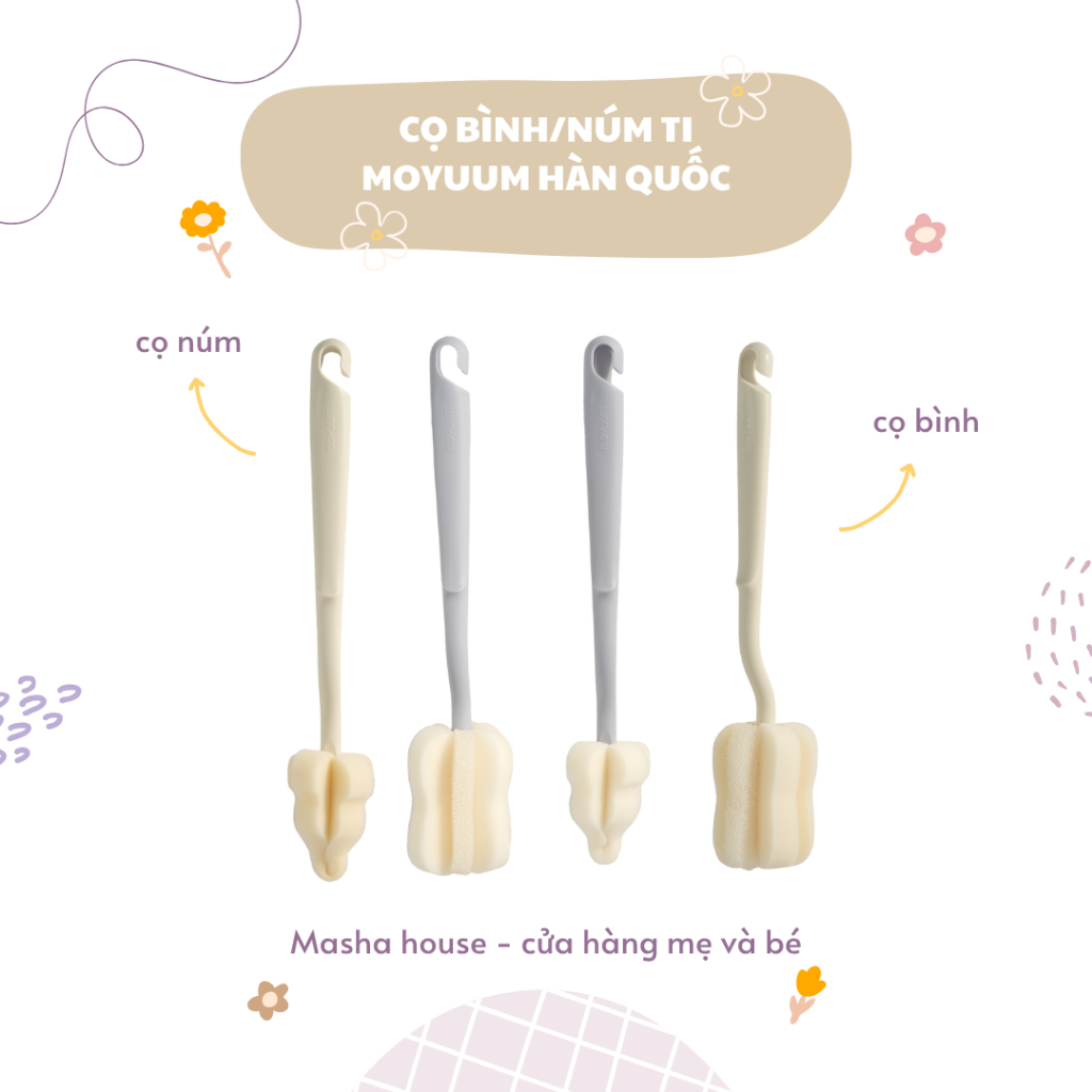 [ Mẫu Mới ] Cọ Bình Sữa Bọt Biển Moyuum Hàn Quốc [ Hàng Chính Hãng ...