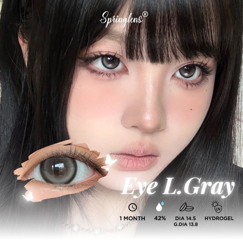 Kính áp tròng hiệu ứng bắt sáng EYE LIGHTER GRAY xám bạc có giãn 1 tháng | Spring Lens