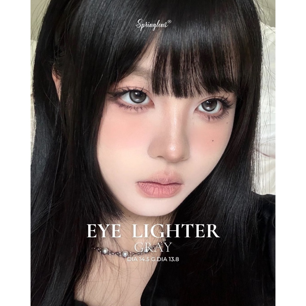 Kính áp tròng hiệu ứng bắt sáng EYE LIGHTER GRAY xám bạc có giãn 1 tháng | Spring Lens