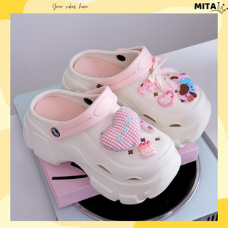 Dép cross nữ đế cao 7cm kèm 7 Sticker Cún Tim Bông Mita kiểu sandal CSM-16