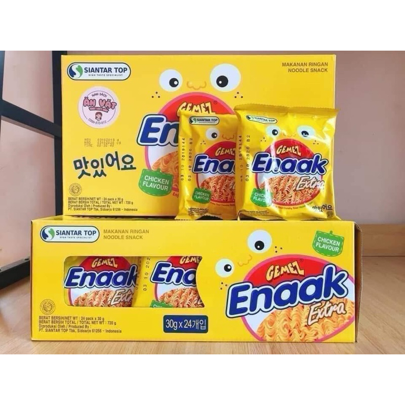 Mì snack Enaak vàng - thùng 24 gói