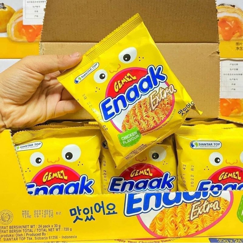 Mì snack Enaak vàng - thùng 24 gói