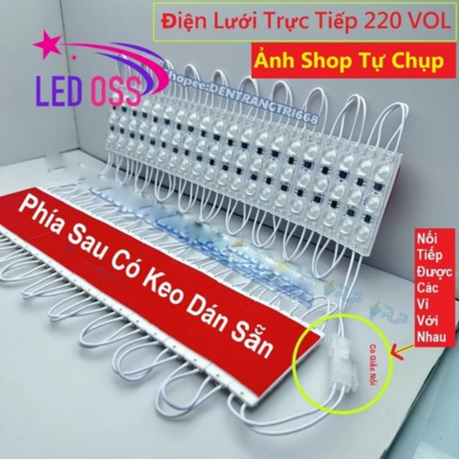 LED dán module 3 bóng, LED hắt 3 bóng Siêu sáng Trắng Vàng 220V Không cần dùng nguồn