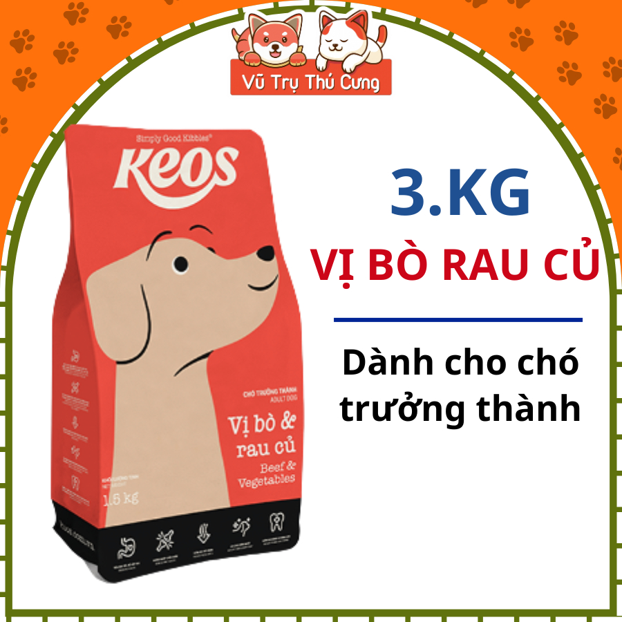 (3Kg Tặng 400g) Hạt Cho Chó Mọi Độ Tuổi Keos Giàu Dinh Dưỡng