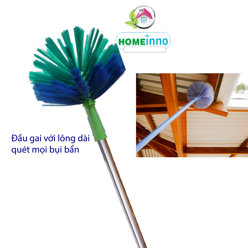 Bộ Cây Lau Kính + Gạt Nước Kiếng + Quét Mạng Nhện + Móc Lấy Đồ Trên Cao Homeinno Cán Dài 1m4, 2m, 3m, 4m, 5m