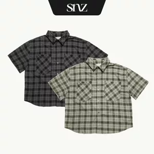 Áo Sơ Mi Oversized SNAZZY Unisex Chất Liệu Kaki Chính Hãng - CHECKERED SHIRT