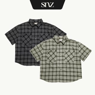 Áo Sơ Mi Oversized SNAZZY Unisex Chất Liệu Kaki Chính Hãng - CHECKERED SHIRT
