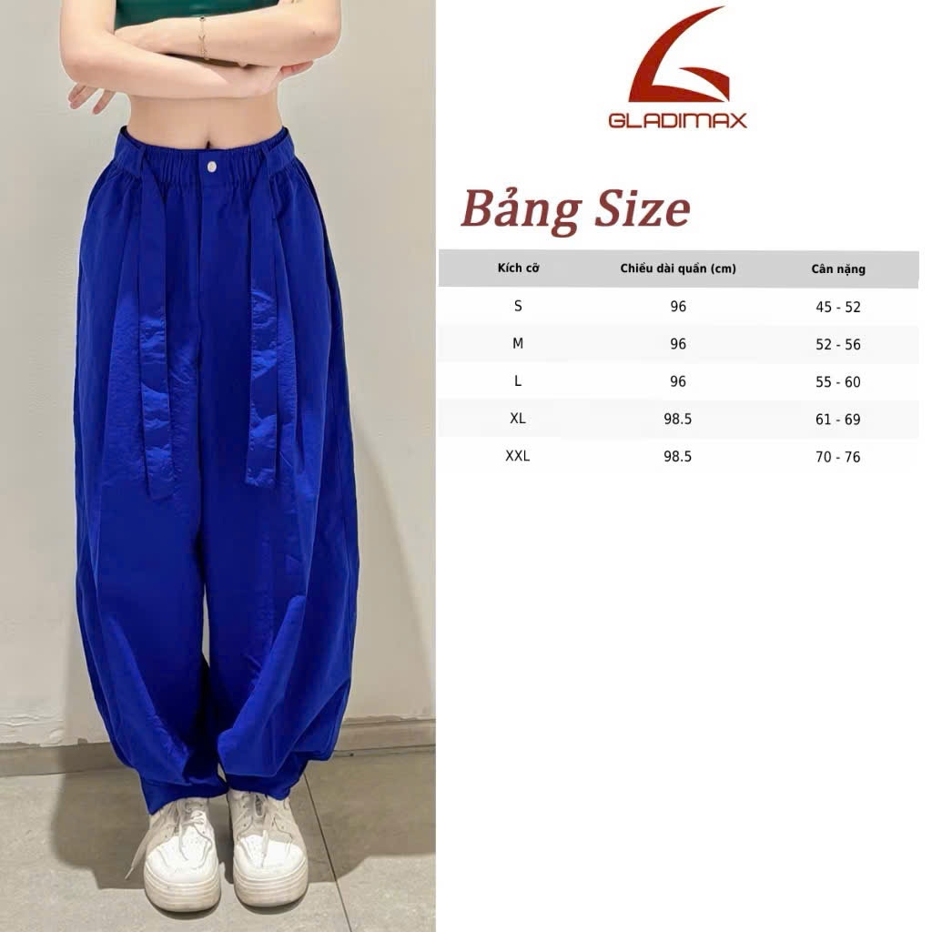 Quần Dáng Thụng HR138 Thời Trang Hottrend Gladimax, Quần Thụng Nữ Lưng Chun Vải Gió 4 Túi Dễ Dàng Vận Động