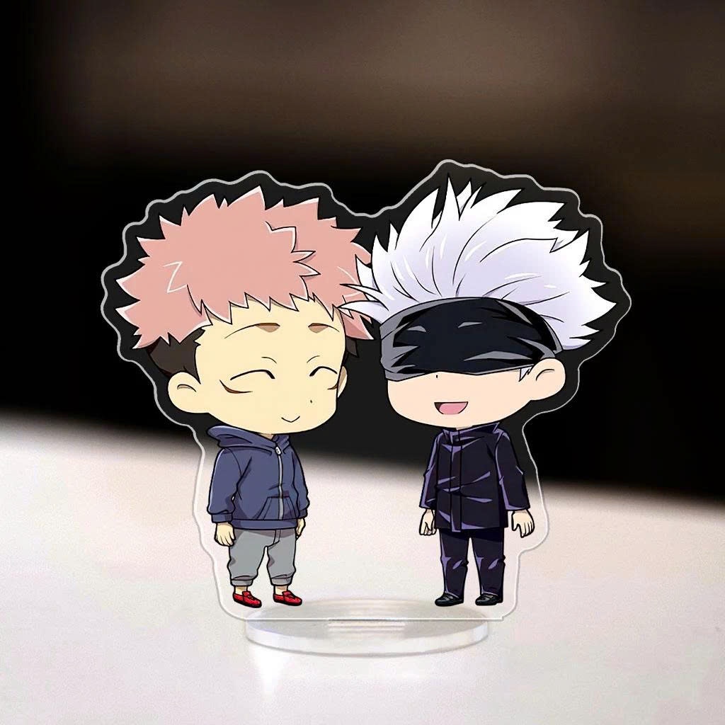 Standee, Mô Hình Mini Gojo Satoru Cao 5cm In UV Cắt Viền Gojo Satoru Megumi Yuji Dễ Thương Ngầu Decor Bàn Học - SakuMai