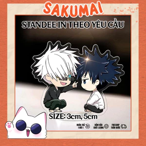 Standee, Mô Hình Mini Gojo Satoru Cao 5cm In UV Cắt Viền Gojo Satoru Megumi Yuji Dễ Thương Ngầu Decor Bàn Học - SakuMai
