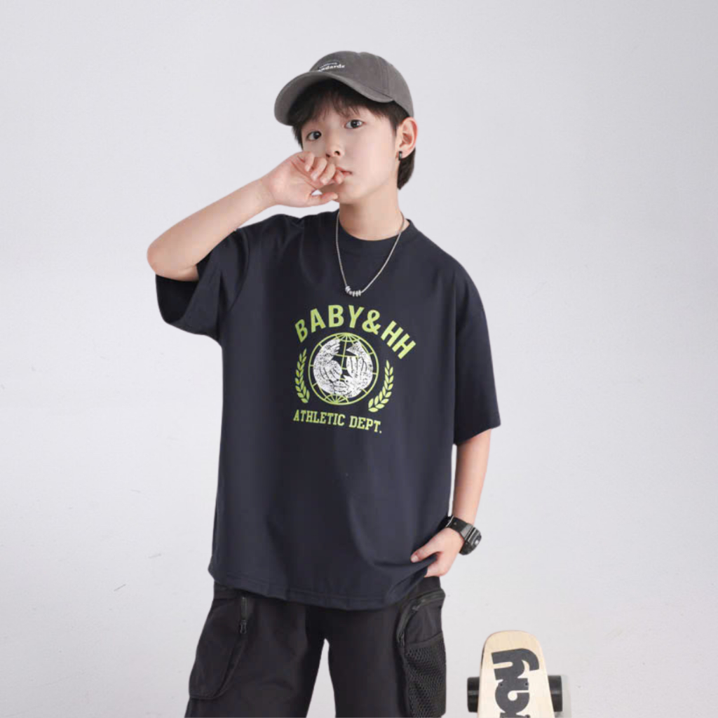 Áo Thun Ngắn Tay Mùa Hè Cho Bé Trai, Bé Gái In Hình Năng Động, Cổ Tròn B702 | JJ Kids Fashion