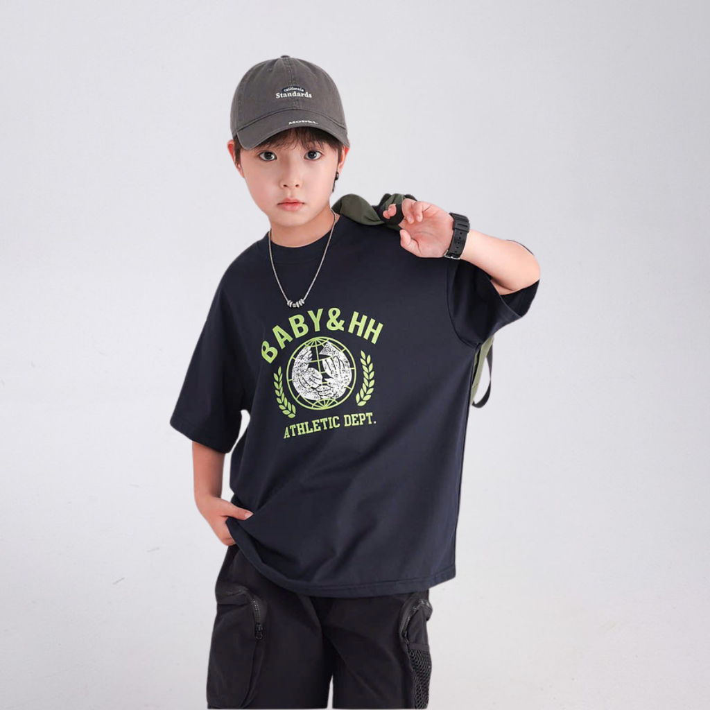 Áo Thun Ngắn Tay Mùa Hè Cho Bé Trai, Bé Gái In Hình Năng Động, Cổ Tròn B702 | JJ Kids Fashion