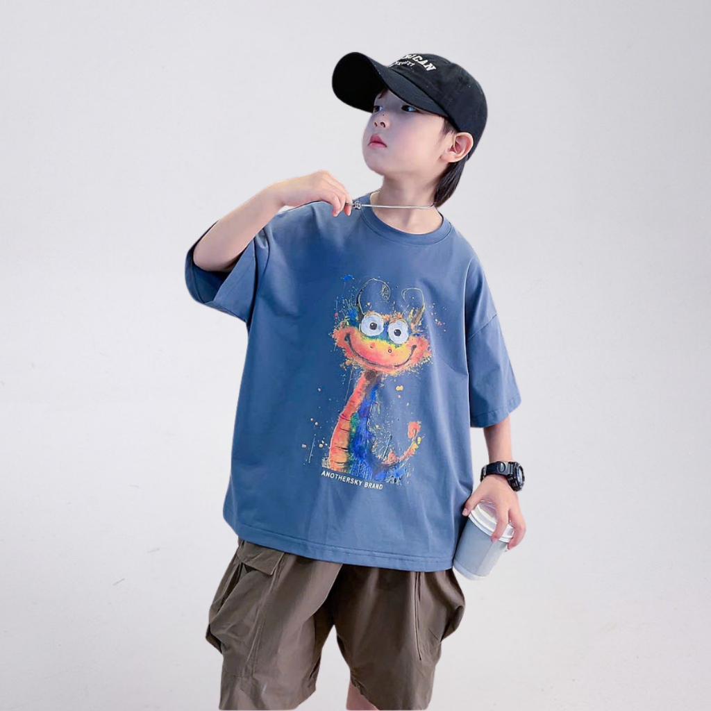 Áo Thun Ngắn Tay Mùa Hè Cho Bé Trai, Bé Gái In Hình Năng Động, Cổ Tròn B699 | JJ Kids Fashion