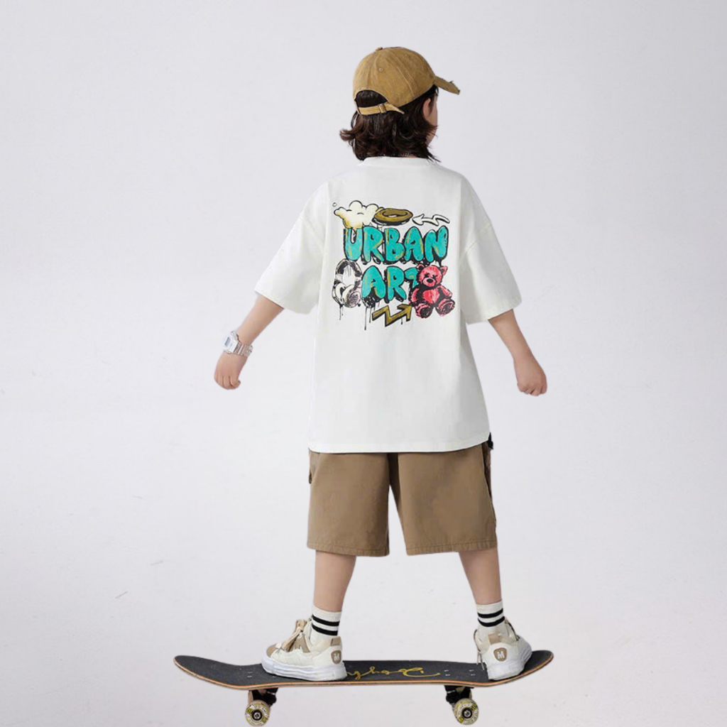 Áo Thun Ngắn Tay Mùa Hè Cho Bé Trai, Bé Gái In Hình Năng Động, Cổ Tròn B698 | JJ Kids Fashion