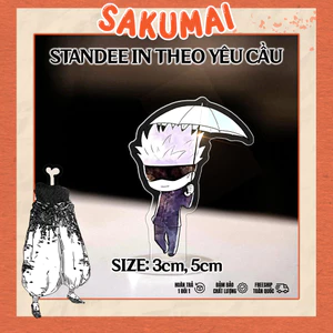 Standee Chibi, Standee Gojo Cao 5cm In UV Cắt Viền Jujutsu Kaisen Gojo Satoru Yuji Megumi Decor Bàn Làm Việc - SakuMai