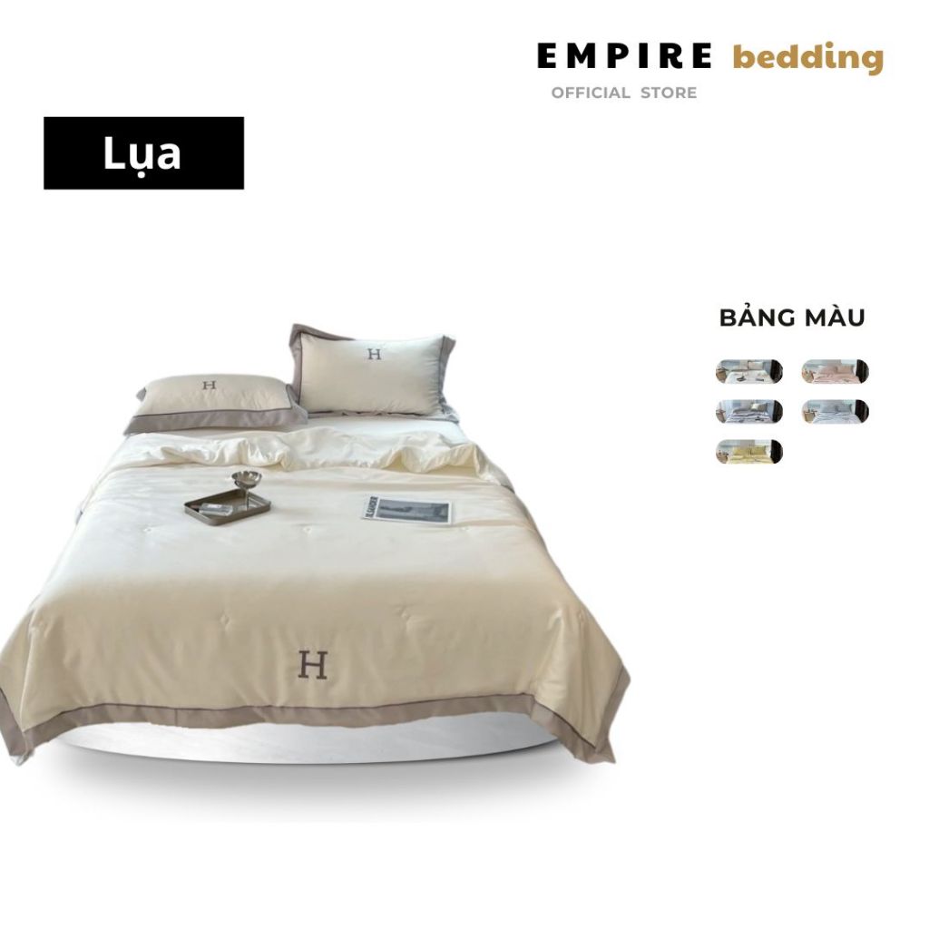 Chăn ga gối nệm đệm 4 món lụa chữ H phong cách hàn quốc Empire cao cấp - EMPIRE | Bedding & Decor
