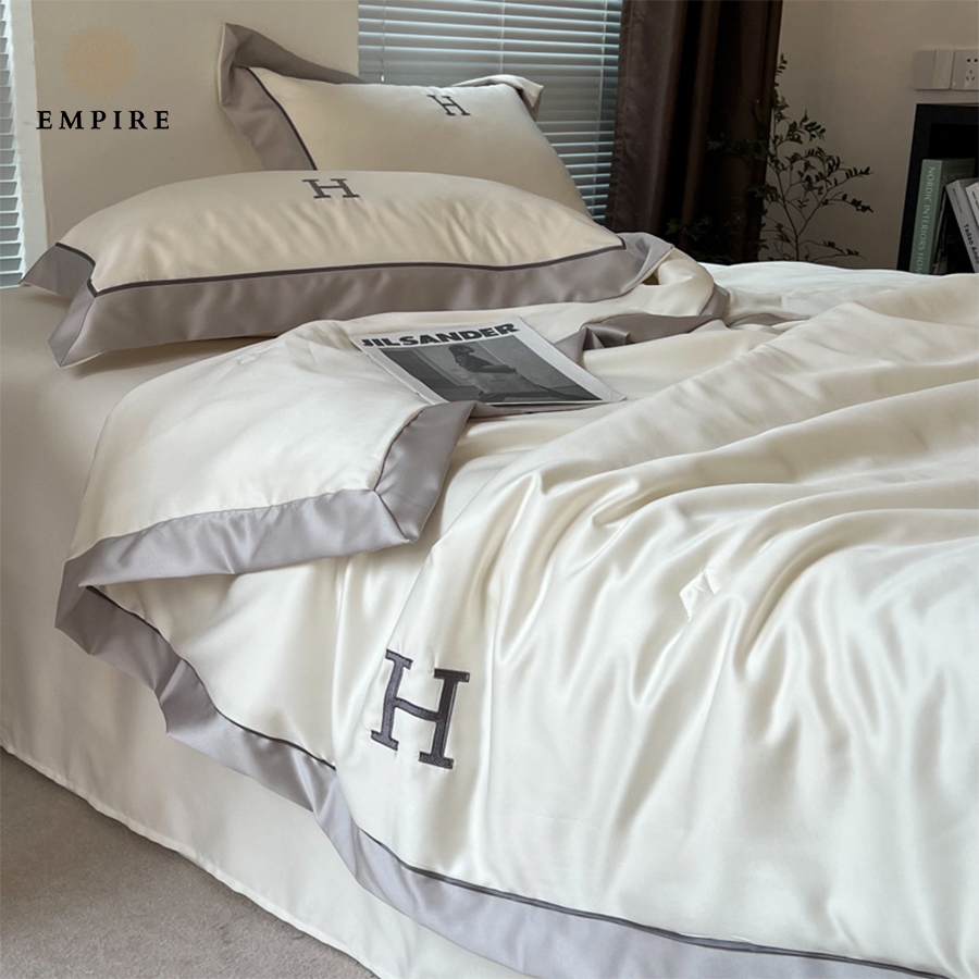 Chăn ga gối nệm đệm 4 món lụa chữ H phong cách hàn quốc Empire cao cấp - EMPIRE | Bedding & Decor