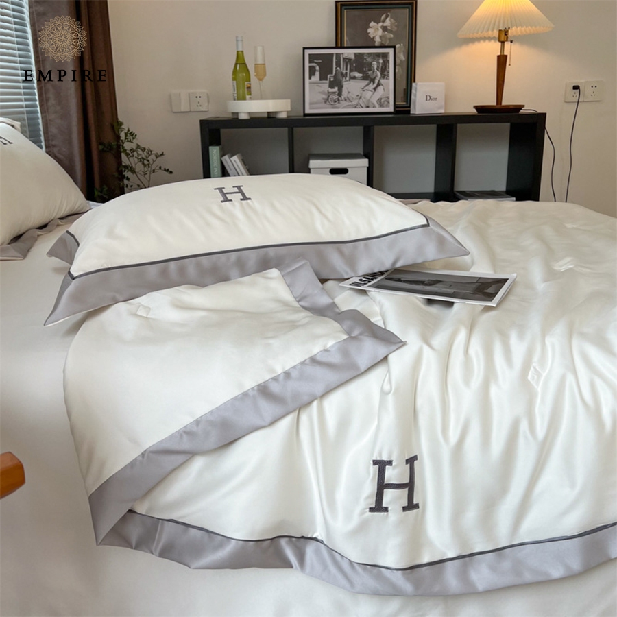 Chăn ga gối nệm đệm 4 món lụa chữ H phong cách hàn quốc Empire cao cấp - EMPIRE | Bedding & Decor