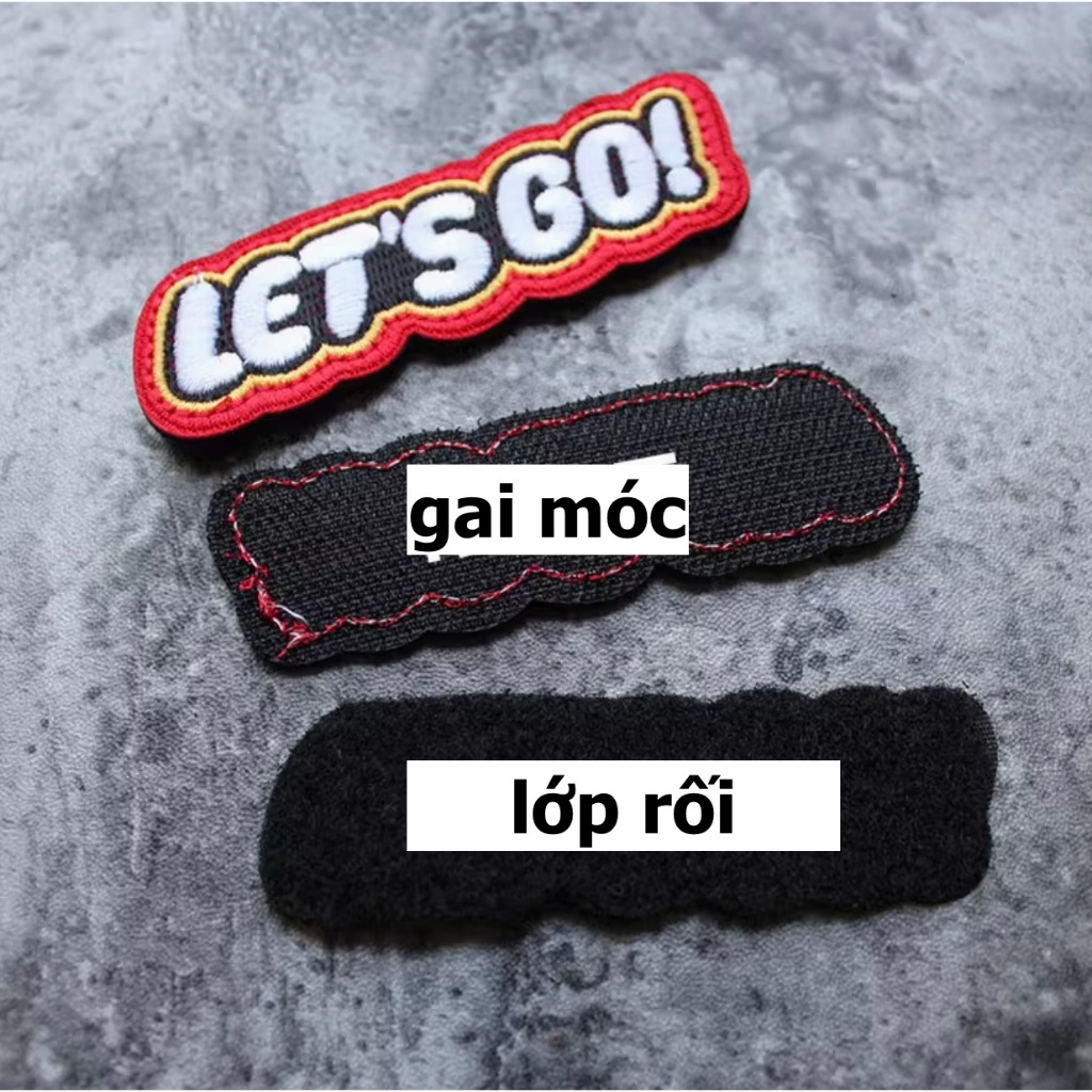 Patch_velcro vải FREEDOM & LET'S GO dán ba lô_túi xách_quần áo