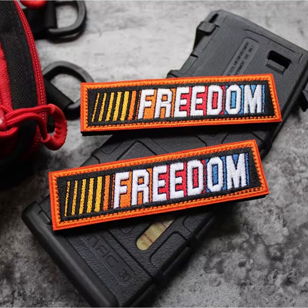 Patch_velcro vải FREEDOM & LET'S GO dán ba lô_túi xách_quần áo