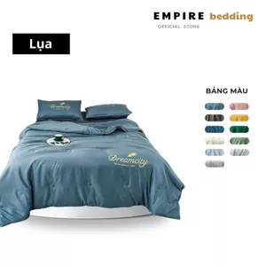Bộ chăn ga gối nệm đệm ga bo chun set 4 món lụa chăn chần bông lụa mềm mịn thoáng mát cao cấp - Empire Bedding & Decor