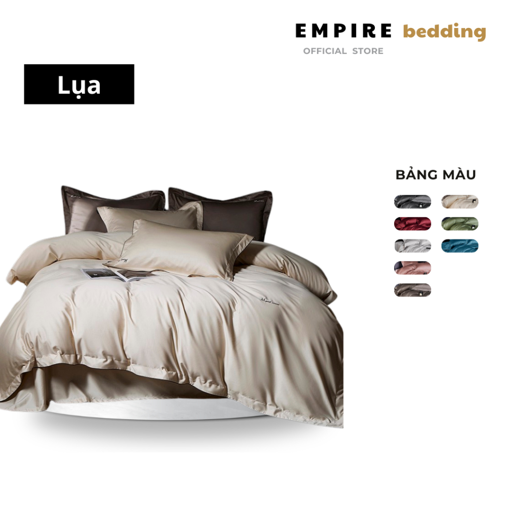 Bộ chăn ga gối 4 món lụa EMPIRE cao cấp đa dạng màu sắc vẻ đẹp sang trọng - EMPIRE Bedding & Decor.