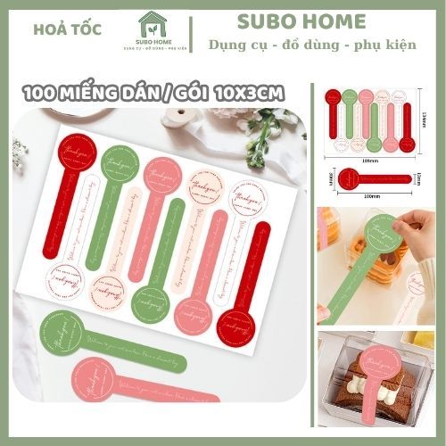 100 miếng tem dán tự dính dài ép kim cài niêm phong trang trí hộp bánh ...