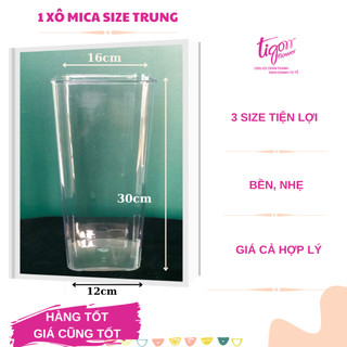 COMBO 10 XÔ MICA ĐỰNG HOA, LÁ, DECOR NHÀ CỬA, CỬA HÀNG SIZE TRUNG (12x16x30cm) - tiện lợi, dễ dàng sử dụng